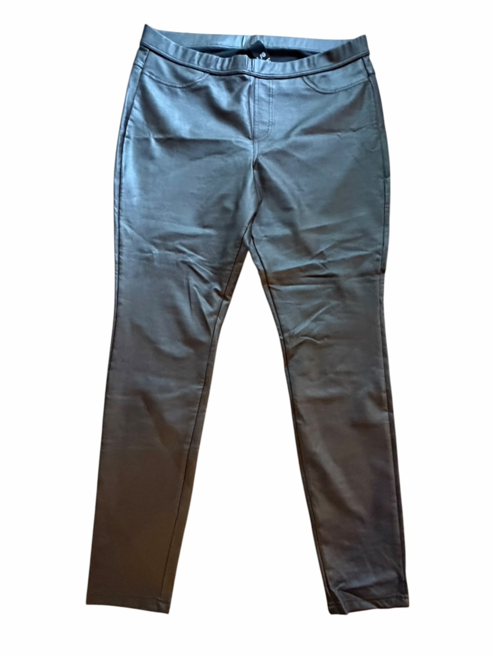 HUE Brown Faux Leather Waistband Leggings
